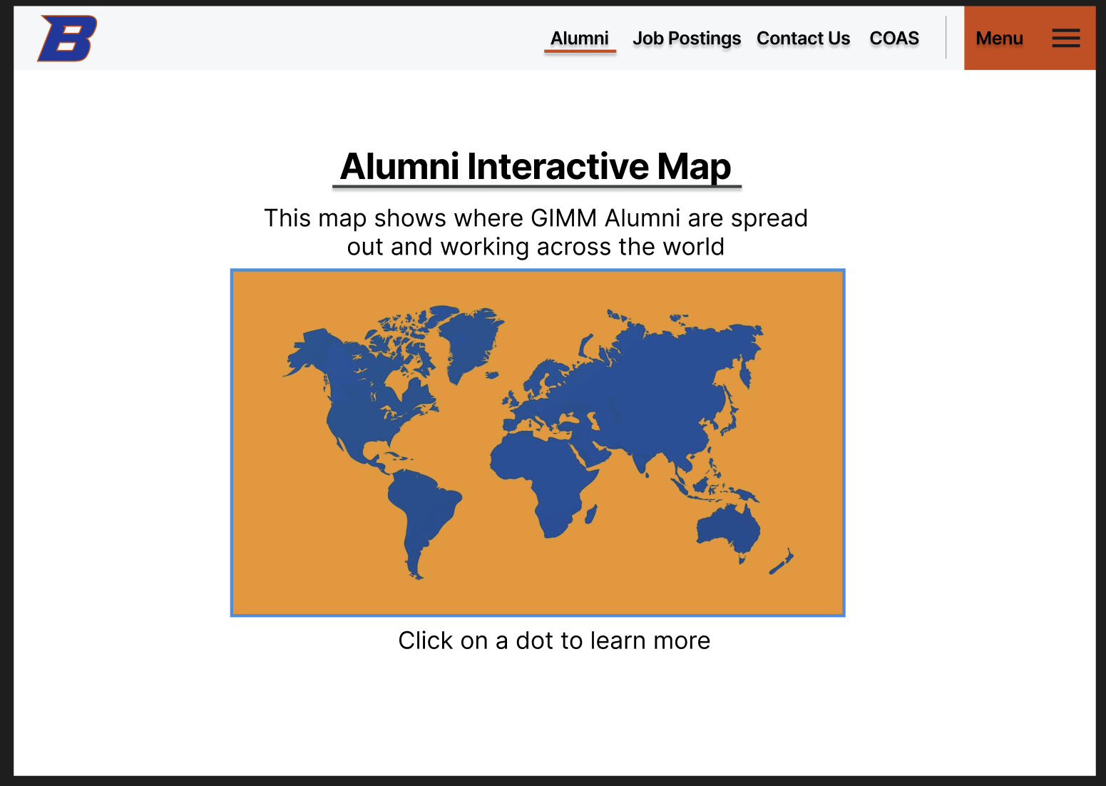 A screenshot of the first design of the map page on Figma.