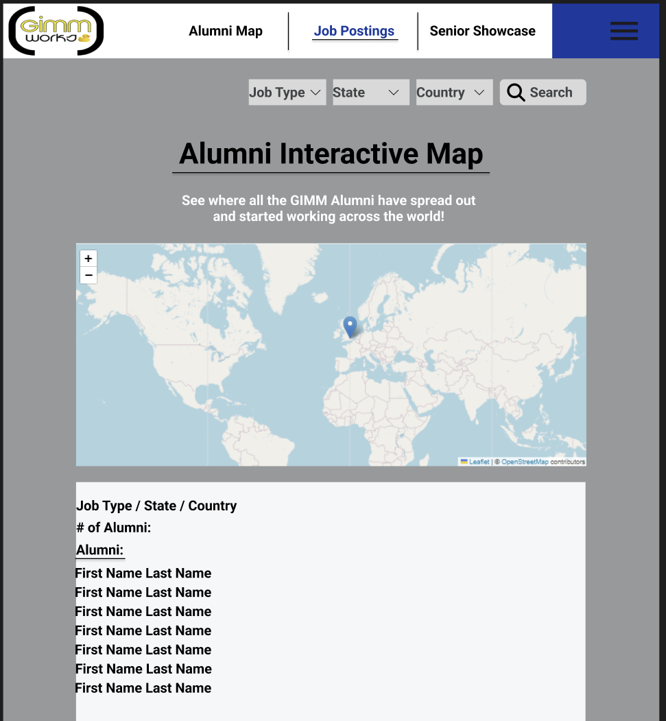 A screenshot of the second design of the map page on Figma.