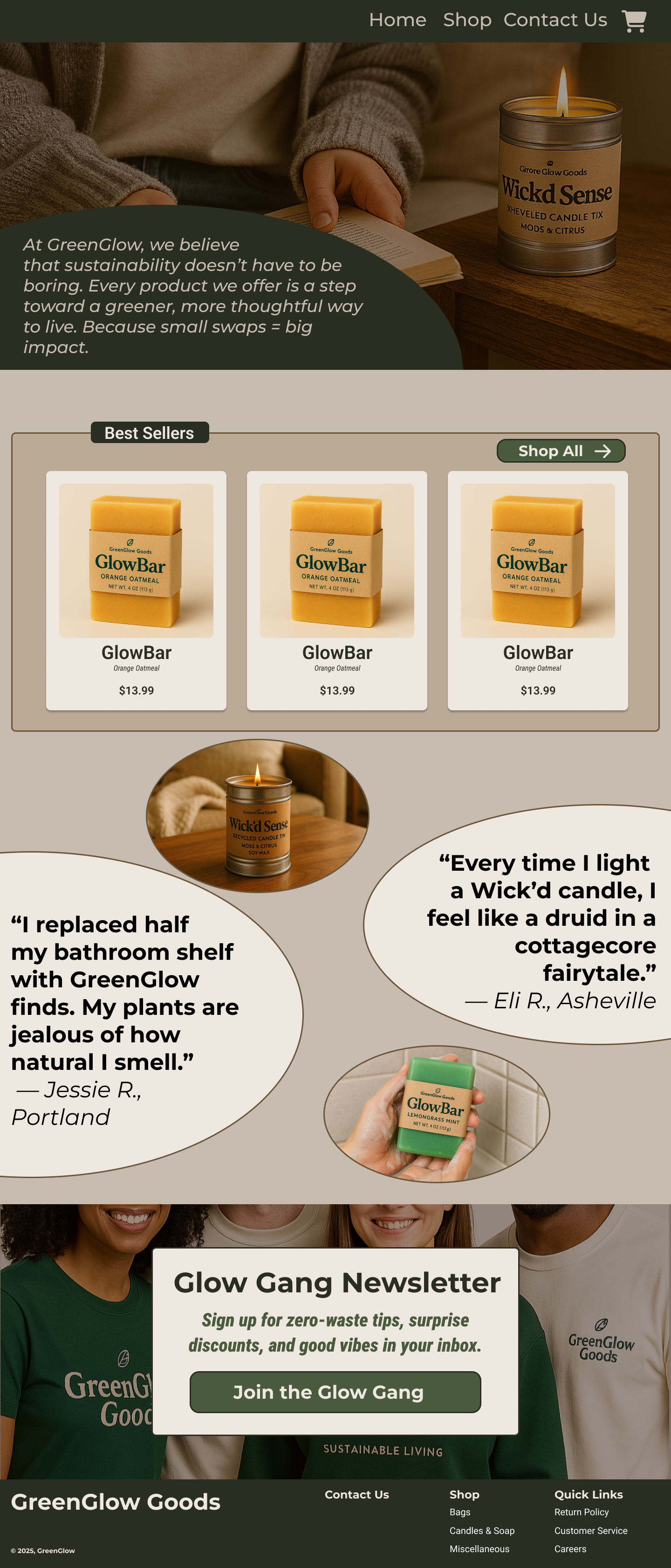 The Figma design of the home page.