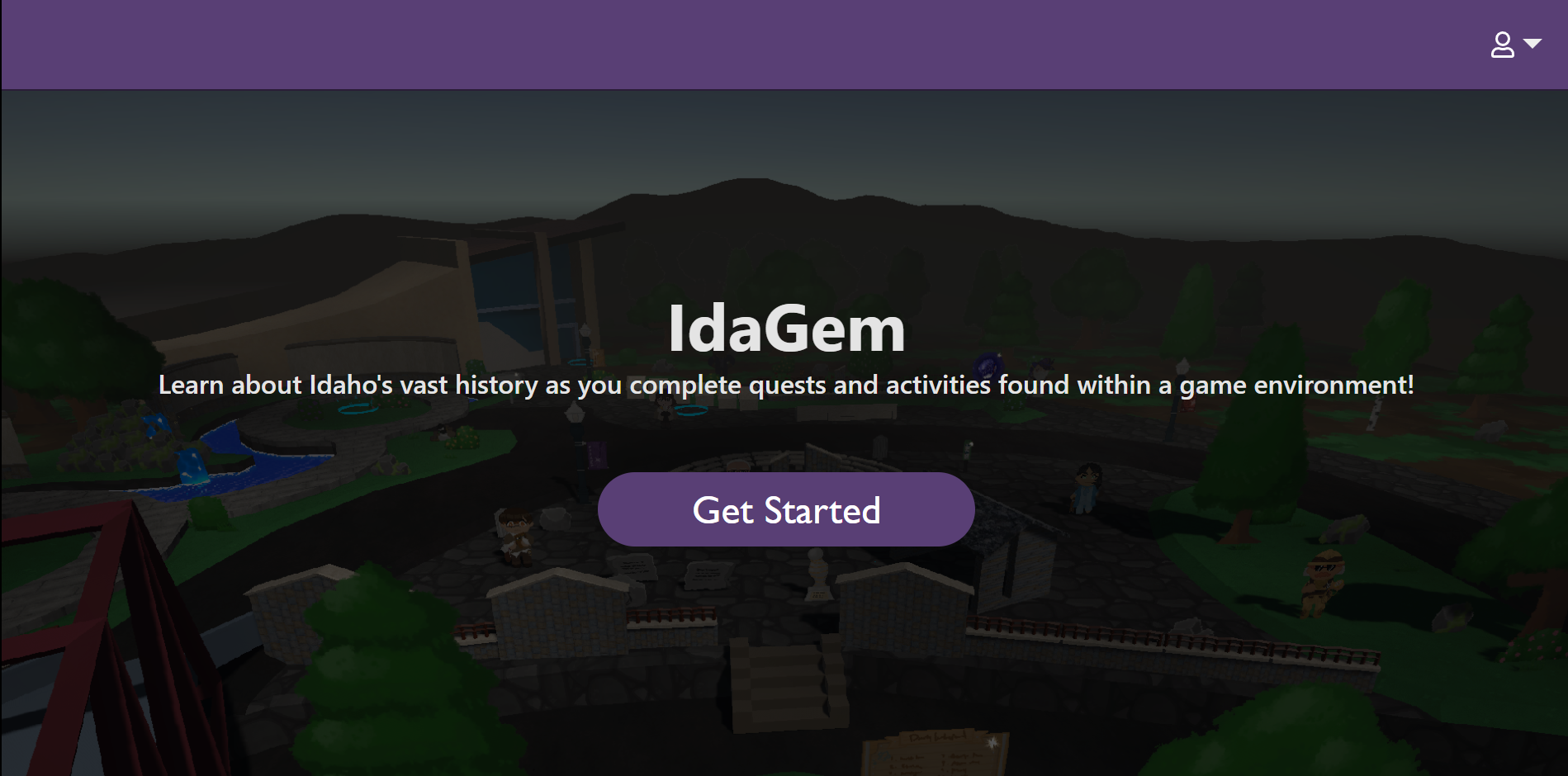 A screenshot from IdaGem's homepage