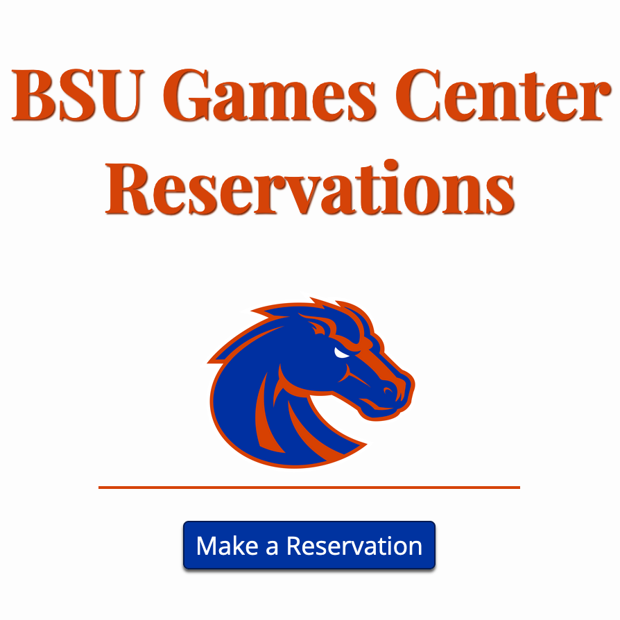 A screenshot of the home page of the BSU Games Center Reservation website prototype.